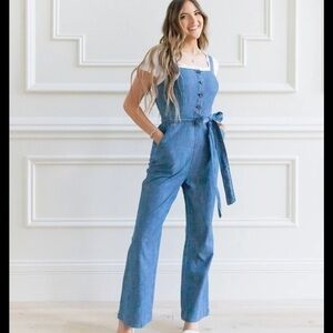 Rachel Parcell sleeveless chambray jumpsuit